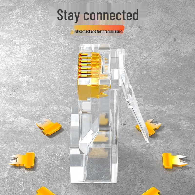 SAMZHE CAT6 Gold-Plated Gigabit RJ45 Network Connectors (100 Pcs)