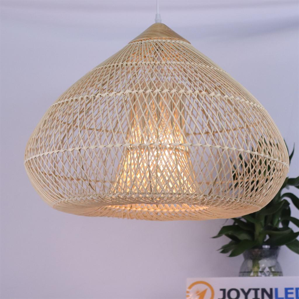 JOYINLED Rattan Ceiling Chandelier Light Wabi-sabi Style Retro Southeast Asian Pendant Lamp 60/80cm Beige Black Lighting Fixture