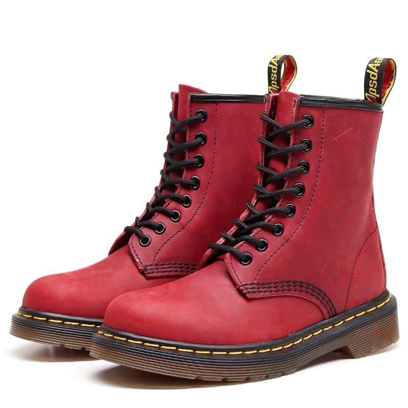 High-top Crazy Horse red locomotive boots women's classic retro short boots men's and women's boots round head trend
