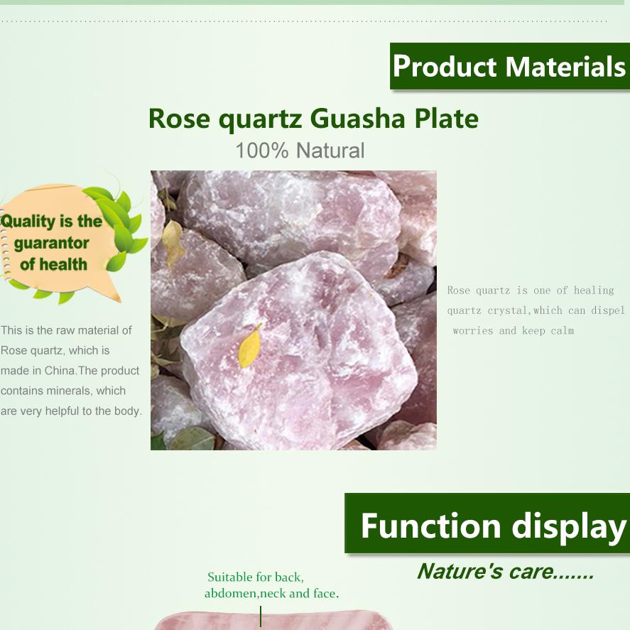 Křišťálový přírodní Rose Quartz Guasha škrabací kosmetická sada Simming Arm Leg V Obličejová deska