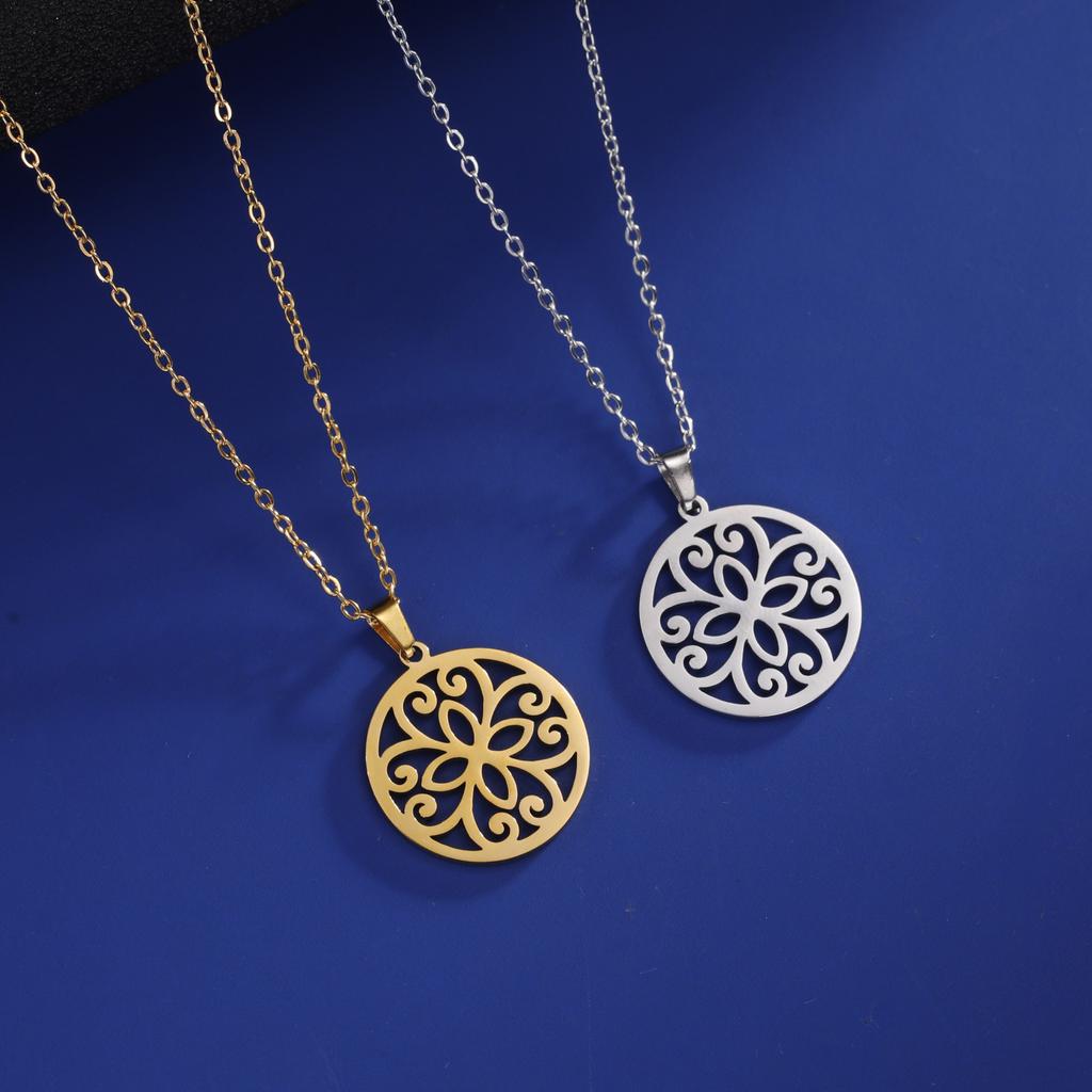 Cazador Stainless Steel Mandala Flower of Life Pendant Necklace for Women Gift  Lotus Neck Chain Amulet Jewelry Wholesale
