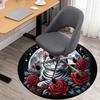 1pc Moonlit Cat Roses Round Chair Mat Area Rug - Non-Slip, Floor Mat for Office, Bedroom, Ideal Home Decor Christmas Gift P0811477