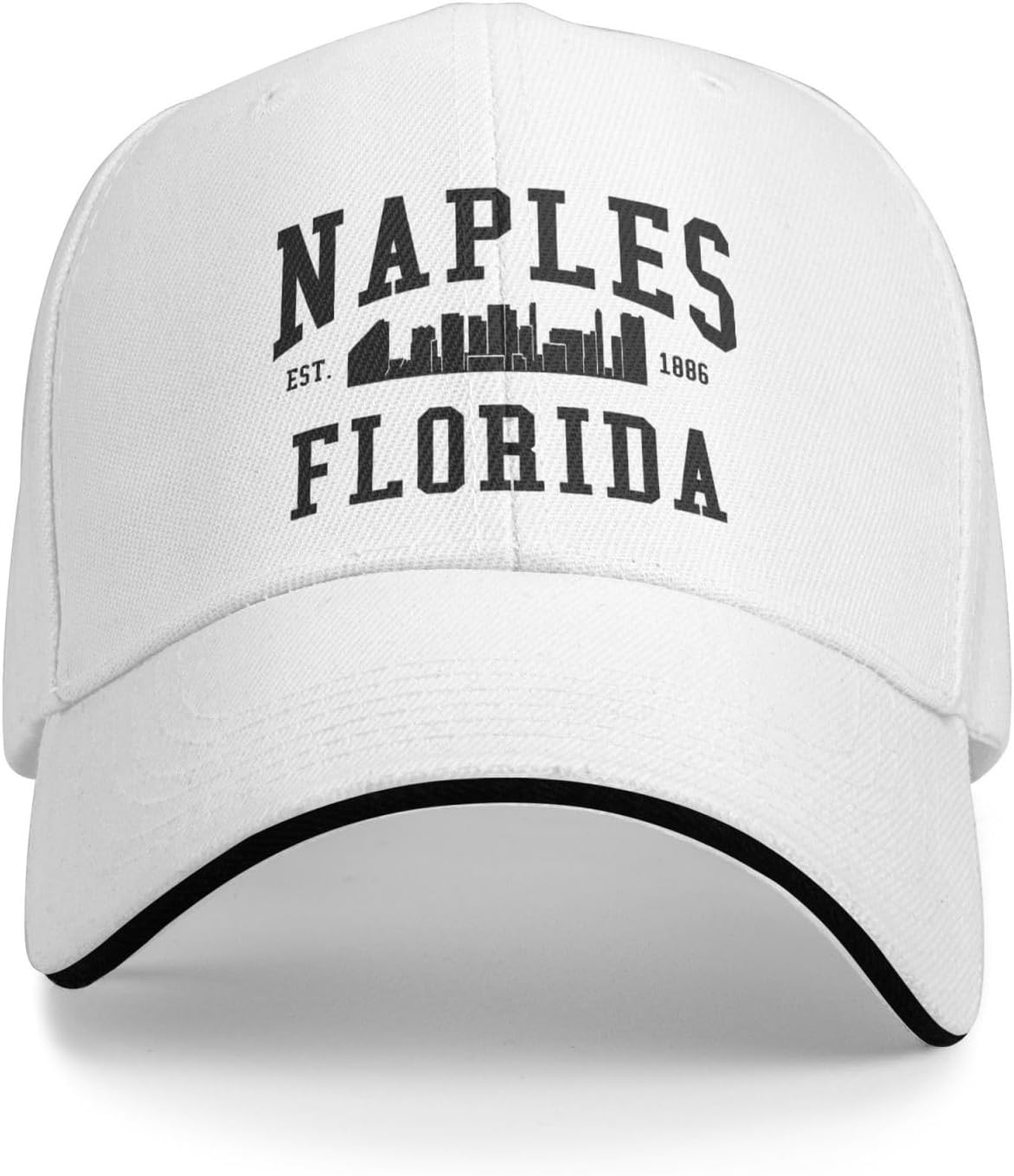 Naples Florida Est 1886 Skyline Baseball Cap Adjustable Casual Polyester Unisex Headwear One Size
