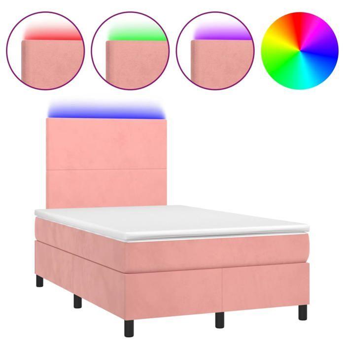 Maison Exclusive - Sommier à lattes de lit et matelas LED rose 120x190 cm velours