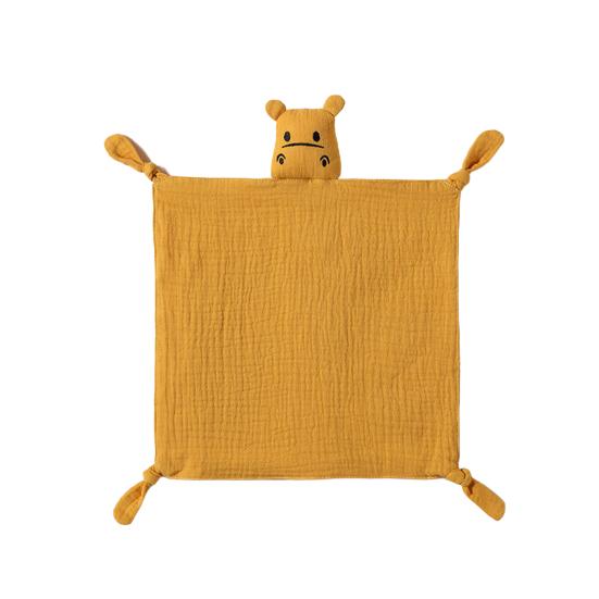 Cotton Baby Security Blanket Hippo Loveys with Bite-Friendly Corners Teething Safe Baby Towel for Newborns Infants