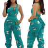 Women Printed Back Strapjumpsuit European and American Women Butterfly Print Back Strap Jumpsuit