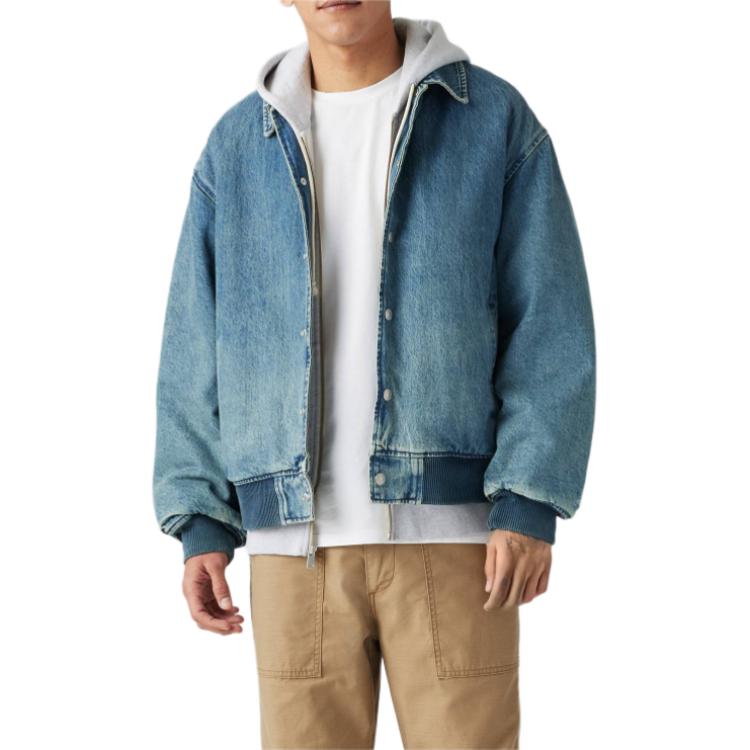 Levis Button-Down Solid Fit Long Sleeve Jacket Men Jackets Blue A8561-0001