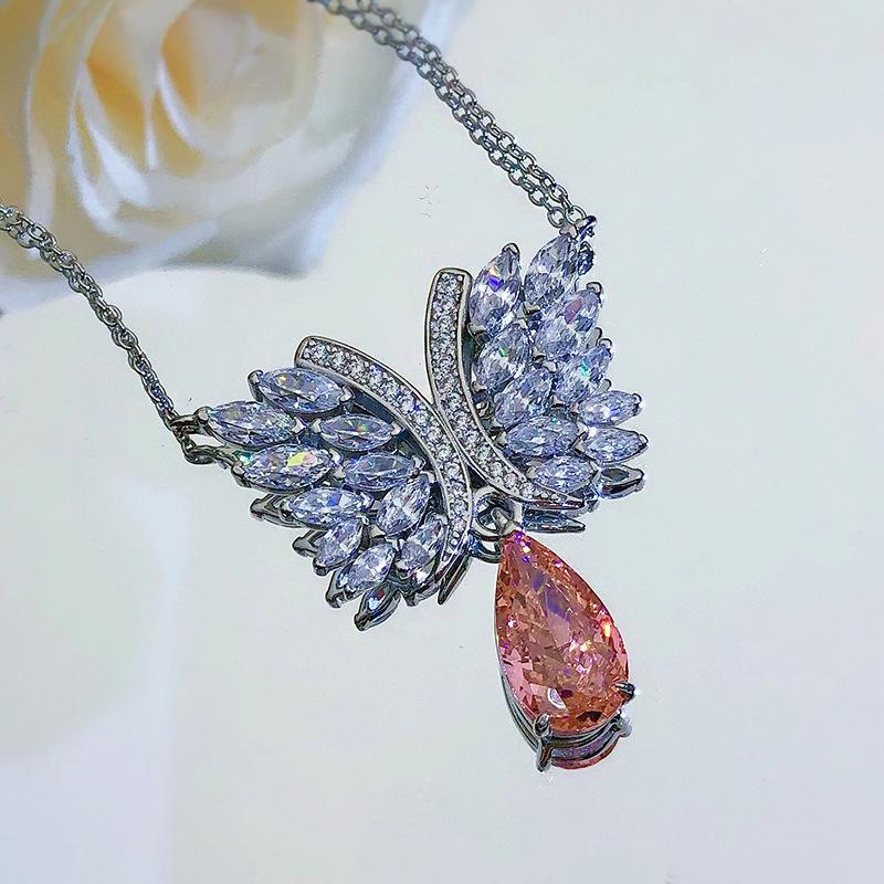 

Lulu Tong 2022 Роскошное серебряное колье-подвеска S925 с падпараджей 7x13 мм и бриллиантами с высоким содержанием углерода для женщин S925 Silver