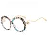 Oval Large Frame Pearl Metal Feet Fashion Flat Mirror Transparent Lens Retro Elegant Suitable for Daily Vacation Use