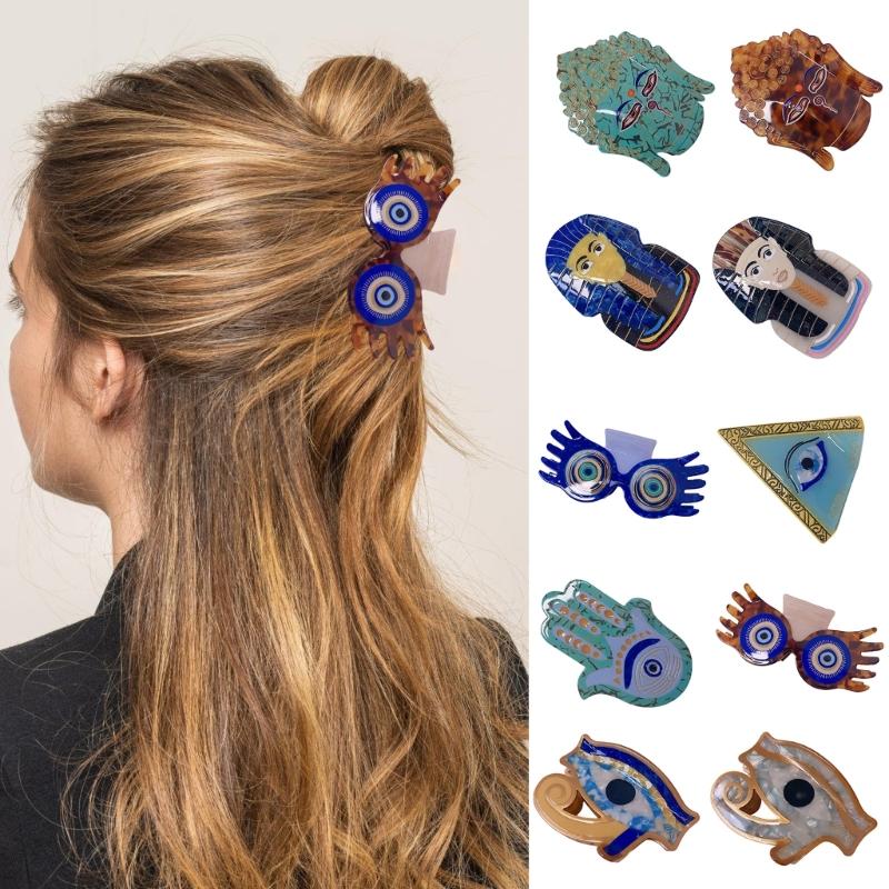 Acetate Pharaoh Hair Claw Clip with Egyptian Lookings Nonslip Claw Clip For Women Cultural Event Gathering