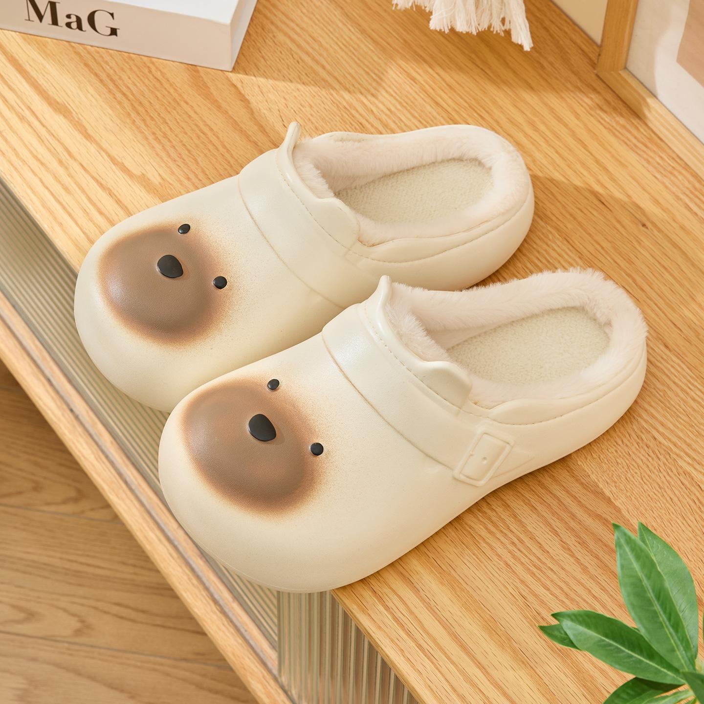

Cartoon Women Home Slippers Plush Warm Thick Bottom Slides Cute Soft Non-slip Slippers Indoor Outdoor Men Casual Slippers 40-41 белый