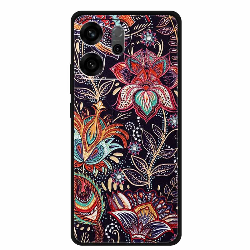 For Oppo Reno14 F Case 3D Flowers Emboss Phone Cases for Oppo Reno 14 F Reno14F 5G Back Protective Covers Soft Silicone Bumper