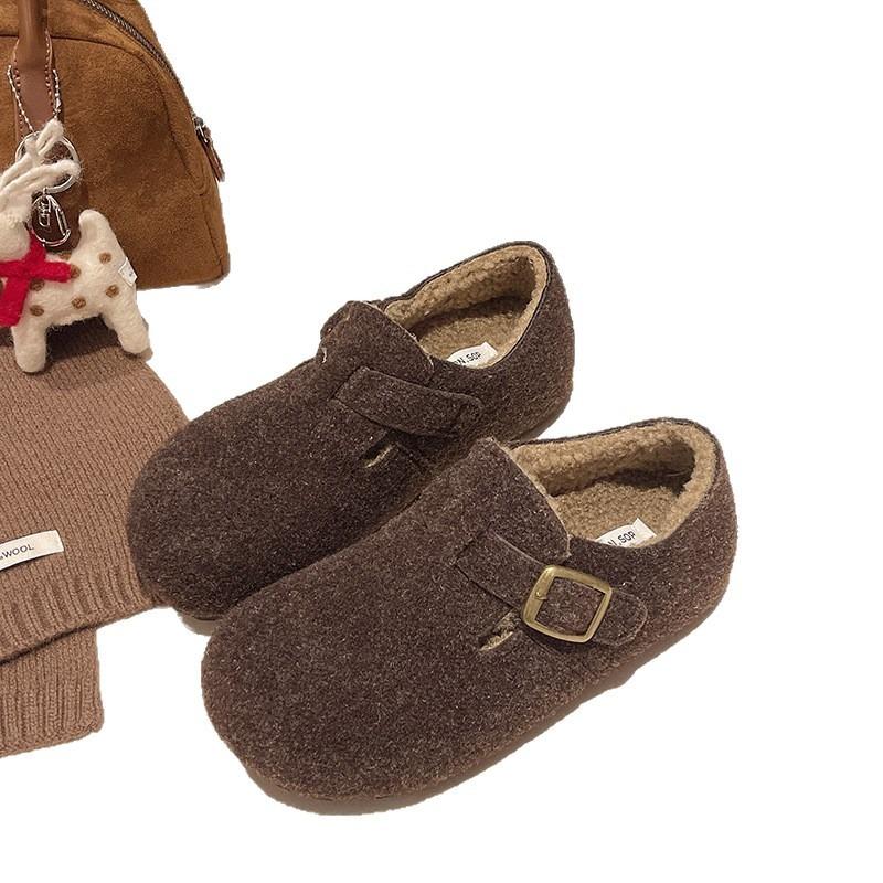 cm inner height increase women's shoes woolen all-inclusive children's velvet warm one-pedal cotton shoes lamb wool shoes