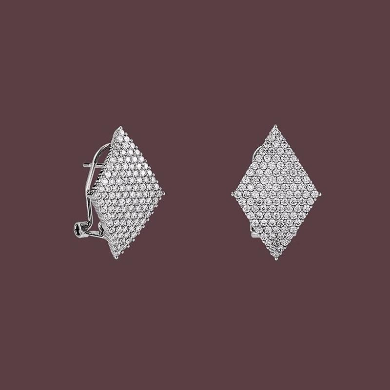 Rhombus Shaped Stud Earrings for Women Modern Fashion Female Piercing Accessories Luxury Cubic Zirconia Trendy Jewelry