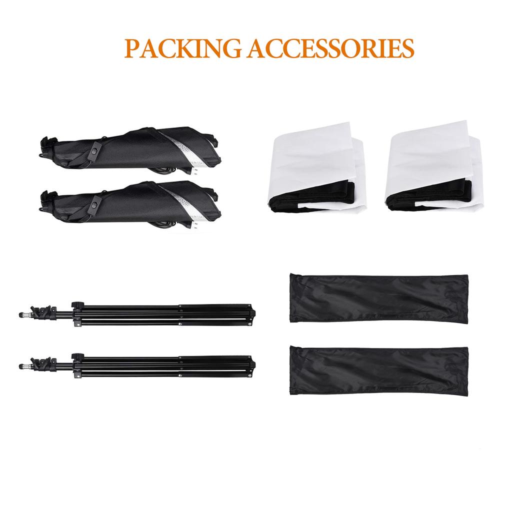 Studio Photography Softbox Kit with 50x70cm Softbox * 2 + 2M Metal Tripod Stand * 2 for Live Streaming Portrait Product Photo Video