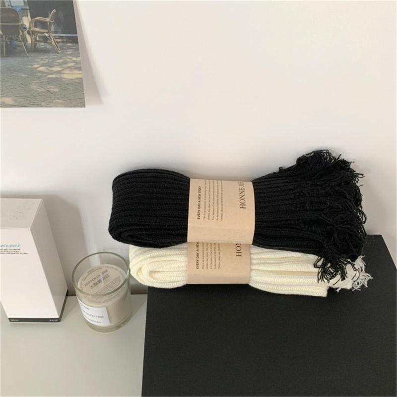 Damen Lolita Strick-Langsocken Beinstulpen Y2K Stiefelsocken Winter Knöchel-Fersen-Socken Harajuku Zerstörte Beinwärmer Socken