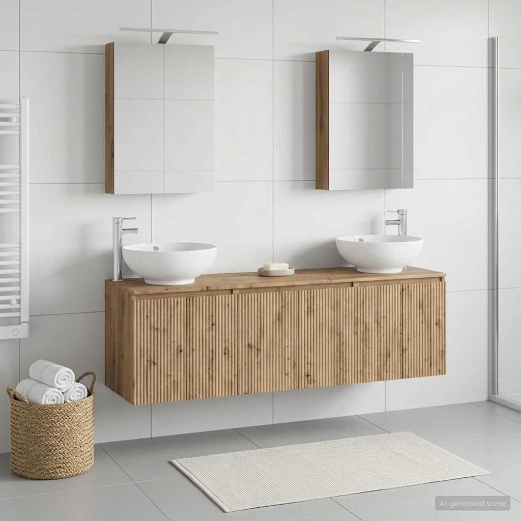5 Piece Bathroom Cabinet Set Artisan Oak Wood Based Material