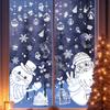 Christmas And Snowflake Santa Static Decal With Snowman For Window Decoration