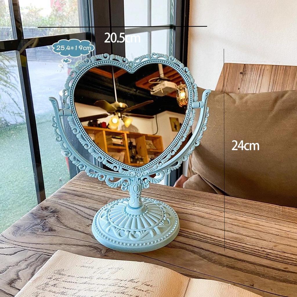 Exklusiv für Neueinsteiger: Europäischer Retro Schminkspiegel - Kompakter Tischspiegel für Schlafsaal und Schminktisch