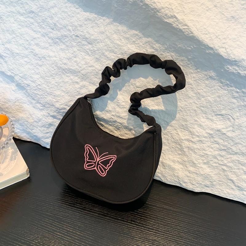 Stylish Shoulder Bag for Women Lightweight polyester Embroidered Butterfly Large Capacity for Daily Use Shopping handbag