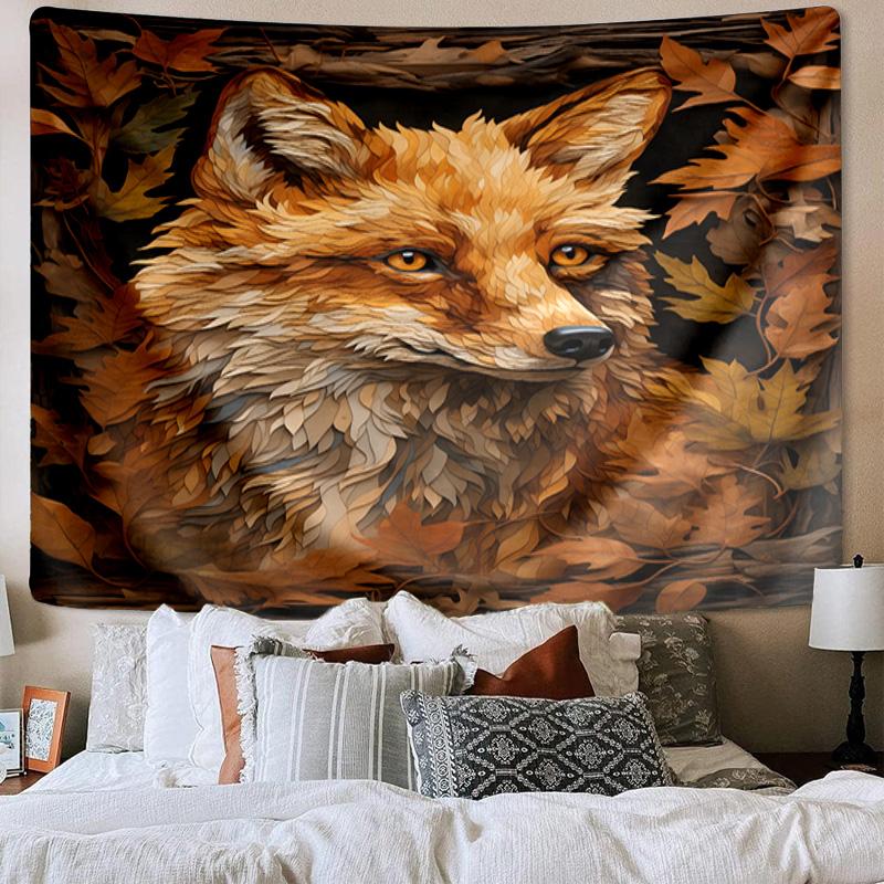 Autumn Fox Portrait Tapestry Room Decoration Wall Hanging for Living Room Bedroom, dormitory, Birthday and Christmas gifts