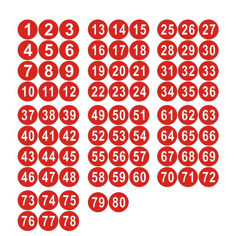 Waterproof PVC Round Number Stickers