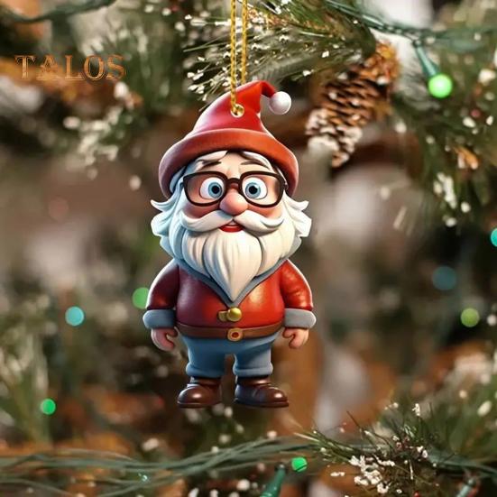Christmas Ornaments Cartoon Snowman/Santa Xmas Tree Hanging Decoration Holiday Acrylic Decor for Christmas Valentine's Day Winter Party Supplies