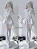 Cute Long Detachable Cross Ribbon Ruffled Flared Lolita Girly Student Outfit [XHSUKADO] Women's Lace-Up Dress, Sleeves, Brooch, Lace, Sleeves, A-Line,