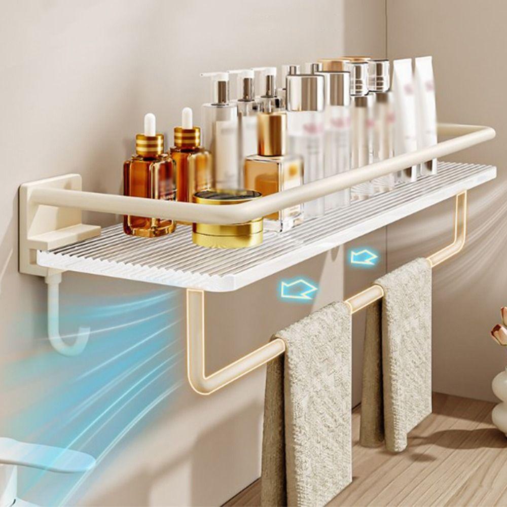 Wall Mounted Acrylic Shower Shelf Stainless Steel Storage Organizer Rack Shower