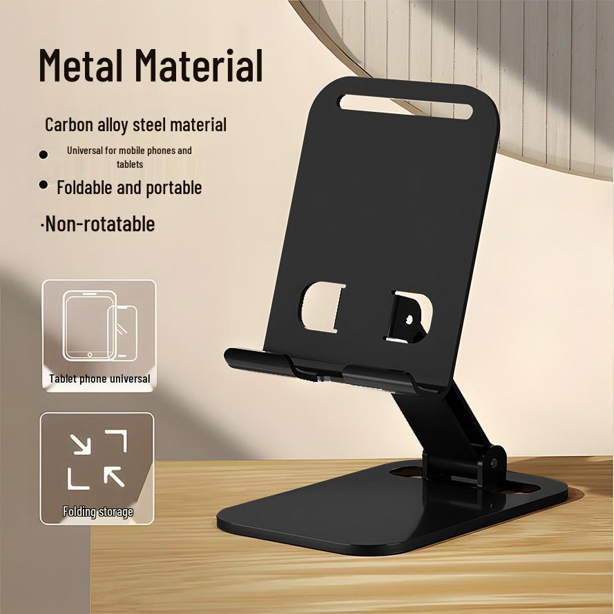 Desktop 360° Rotating All-Metal Foldable Phone & Tablet Holder for Creative Live Broadcasts