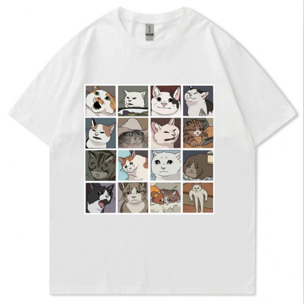 New animal dog cat print summer mens and womens loose casual tops