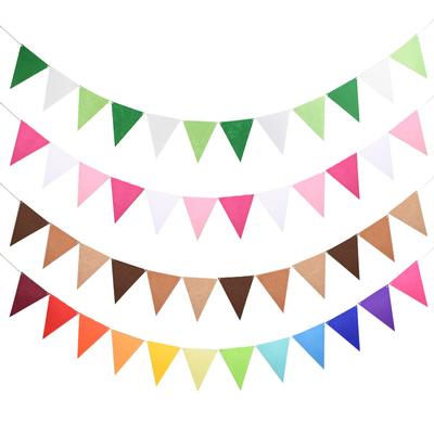 12 Flaggen 17 cm bunte Filz-Banner-Girlanden Geburtstags-Wimpelkette Wimpel Babyparty Hochzeit Girlande Fahnen Party-Dekoration Lieferungen
