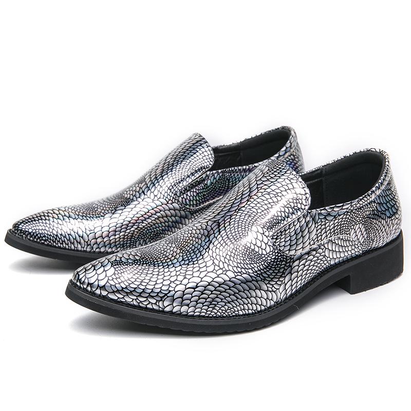 Men's Plus Size Leather Pointed Toe Slip-on Derby Shoes - Shiny Formal & Casual