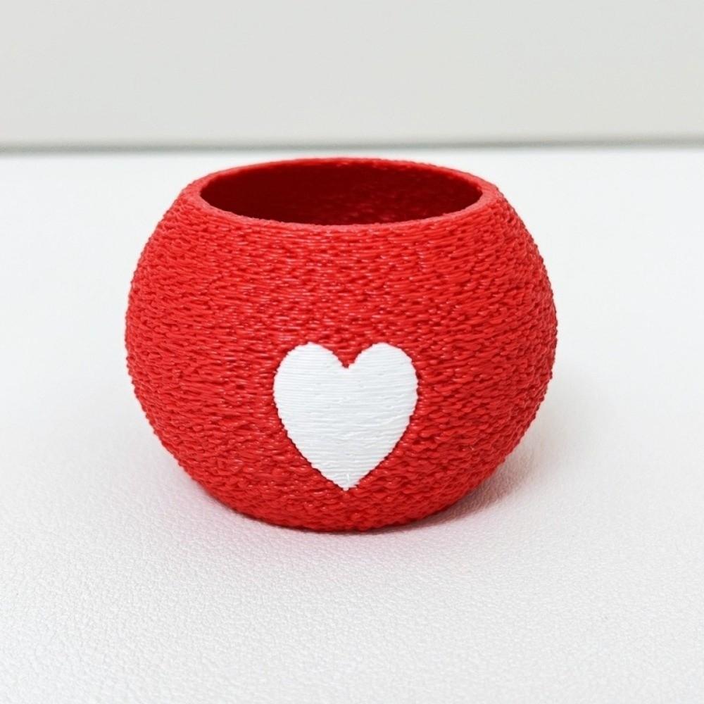 Mini 3D Printed Plant Pot Heart Pattern Eco-Friendly Planter Unique Bonsai Pots Office