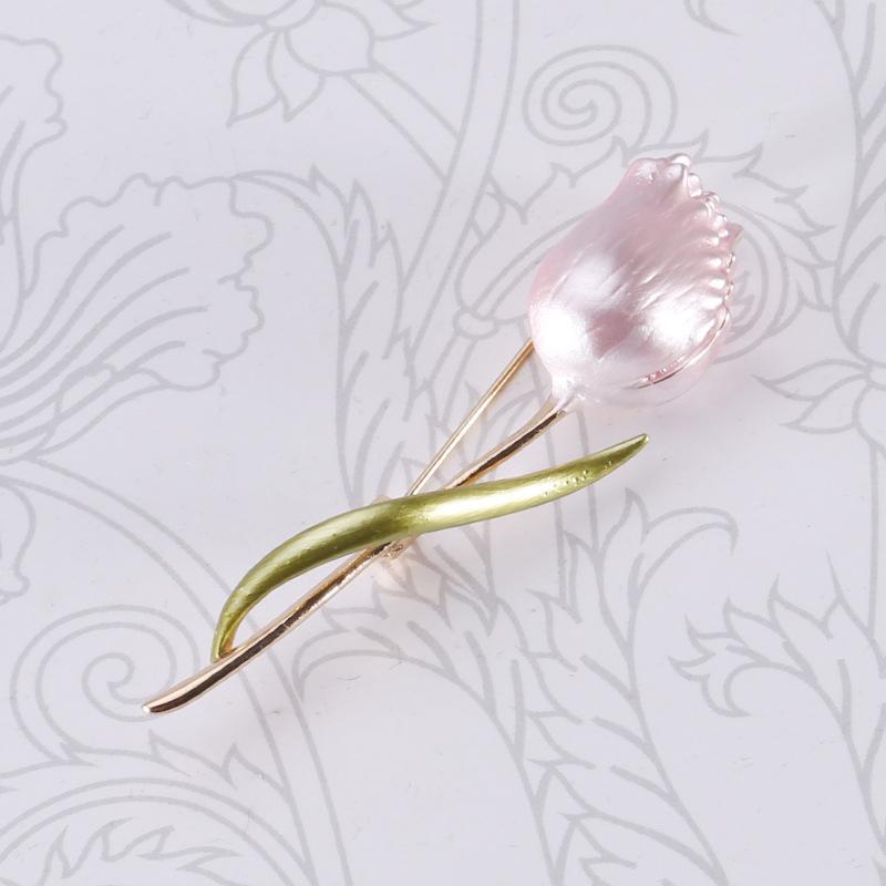 Enamel Tulip Brooches For Women Flower Wedding Office Party Brooch Pins Gift