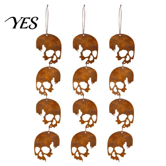 Retro Halloween Decoration Skull Hanging Ornaments, Metal Garden Sign, Decorative Fun Yard Sign Shaped Tags for Indoor Outdoor Decor Festive