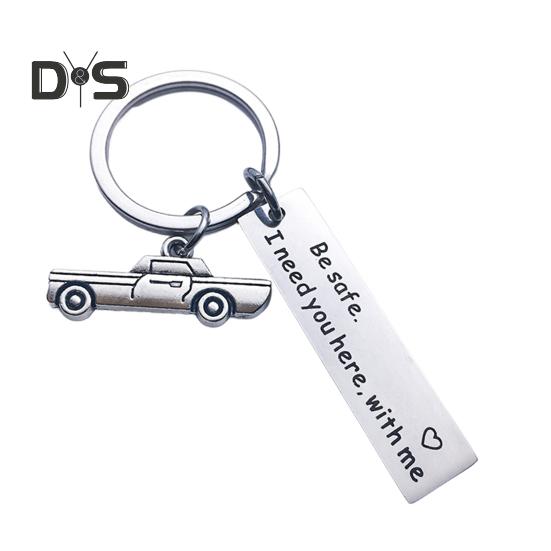

Брелок для ключей Drive Safe I Love You с персонализированной гравировкой инициалов, подарочный брелок из нержавеющей стали с гладкой отделкой C
