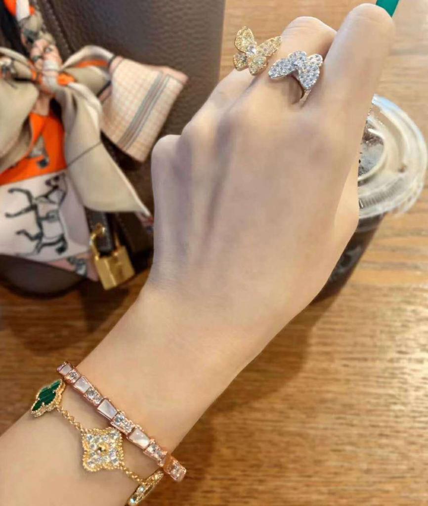 Sterling Silber Schlangenarmband mit Voll-Diamanten, natürlichem Perlmutt & Achat, in Pfauengrün für Paare - Unisex Europäischer & Amerikanischer Stil