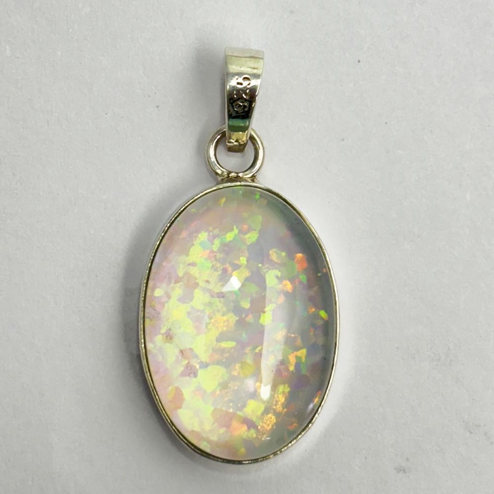 Natural Opal Pendant Quality Certifeid 34 ct 925 Sterling Silver Oval Gems October Birthstone Gift