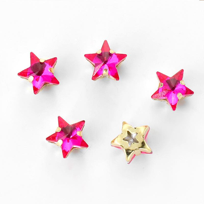 50 Pcs 10mm Star Glass Claw Drill with Hole Pentagram Hand-sewn Drill DIY Wedding Shoes and Clothing Bags Hairpin Jewelry Accessories