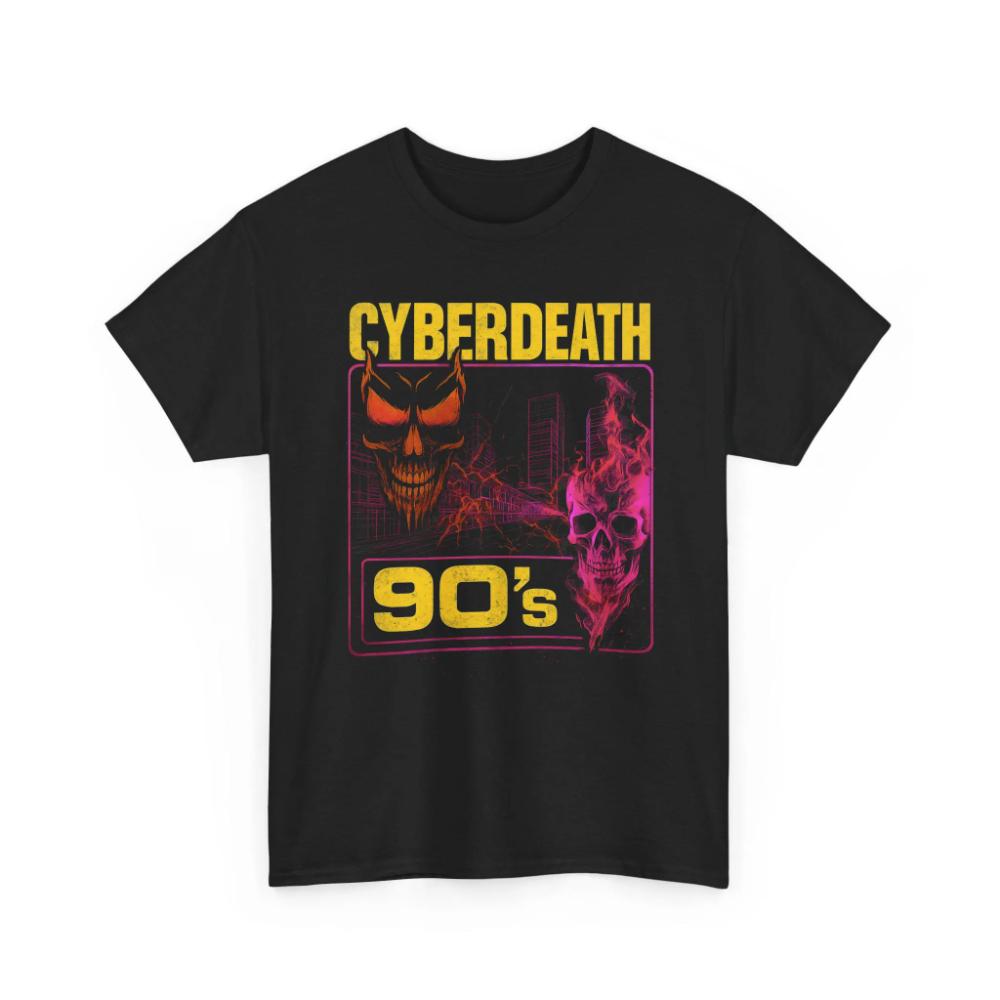 90s Cyberdeath Graphic Tee Unisex Heavy Cotton TShirt Men Women AllSeason Mens TShirt Black Casual Crew Neck Cotton Tee S