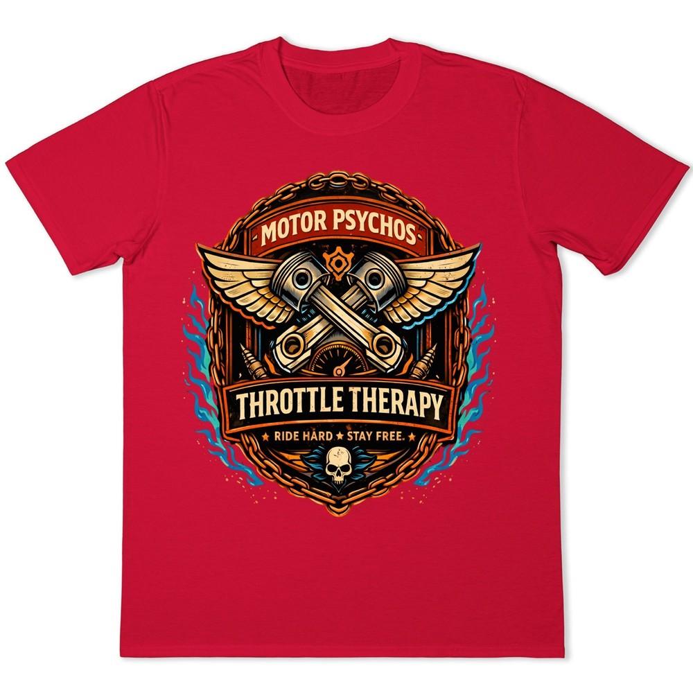 Throttle Therapy Motor Psychos T-Shirt Biker Motorcycle Ride Hard Stay Free Tee S