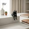 Masked Ninja Figurine 3D Printed Sitting Figurine, Thinking Dark Shelf Sitter, Decorative Samurai Ornament for Home Office Bookshelf Table