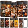 Kürbis Herbstblätter Kaffee Harte PC Handyhülle Für Samsung Galaxy Z Flip 7 6 5 4 Schwarze Hülle Für Galaxy Z Flip 3 Faltbare Schale