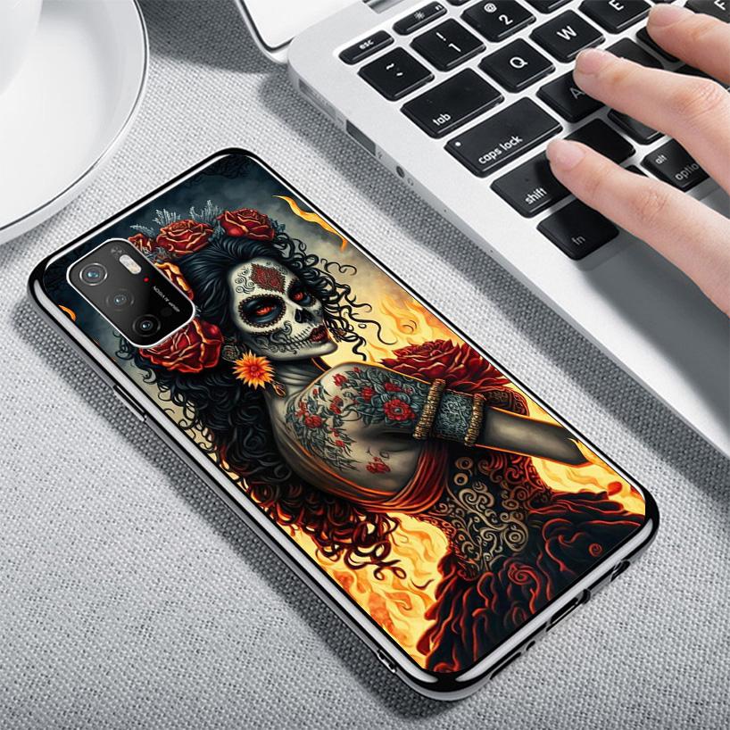 Catrina Beautiful Rose Girl Skull Phone Case For Xiaomi Poco X7 X6 X5 Pro F7 Ultra Redmi 15C 15 13C 13 12C 12 10 10A 10C 9 9A 9C
