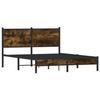 VidaXL Metal Bed Frame with Smoked Oak Headboard 140x200 Cm, Double Bed, Bedroom Furniture, Guest Bed, 4007815