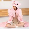 Warm Hooded Nap Blanket Cozy Kawaii Cloak Multi Functional Thermal Blanket  Student Dormitories