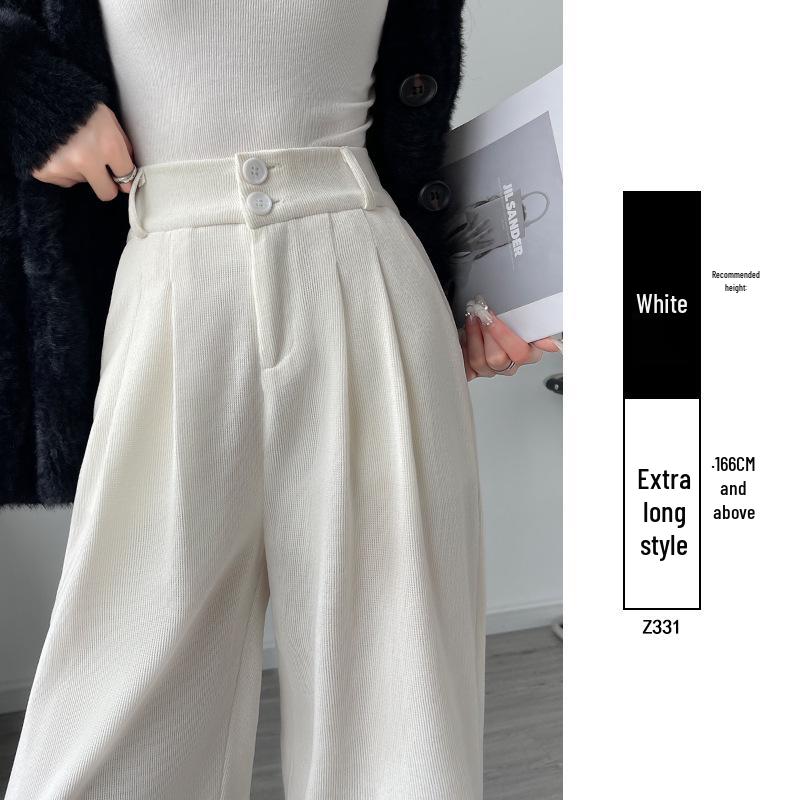 Women's High Waist Black Suit Pants - 2025 Summer Collection, Petite Wide Leg, Draped Straight Trousers