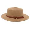 Straw Hat Female Sun Hat Belt Buckle Bucket Hat Flat Top Mother Hat Big Brim Cool Hat Seaside Beach Hat