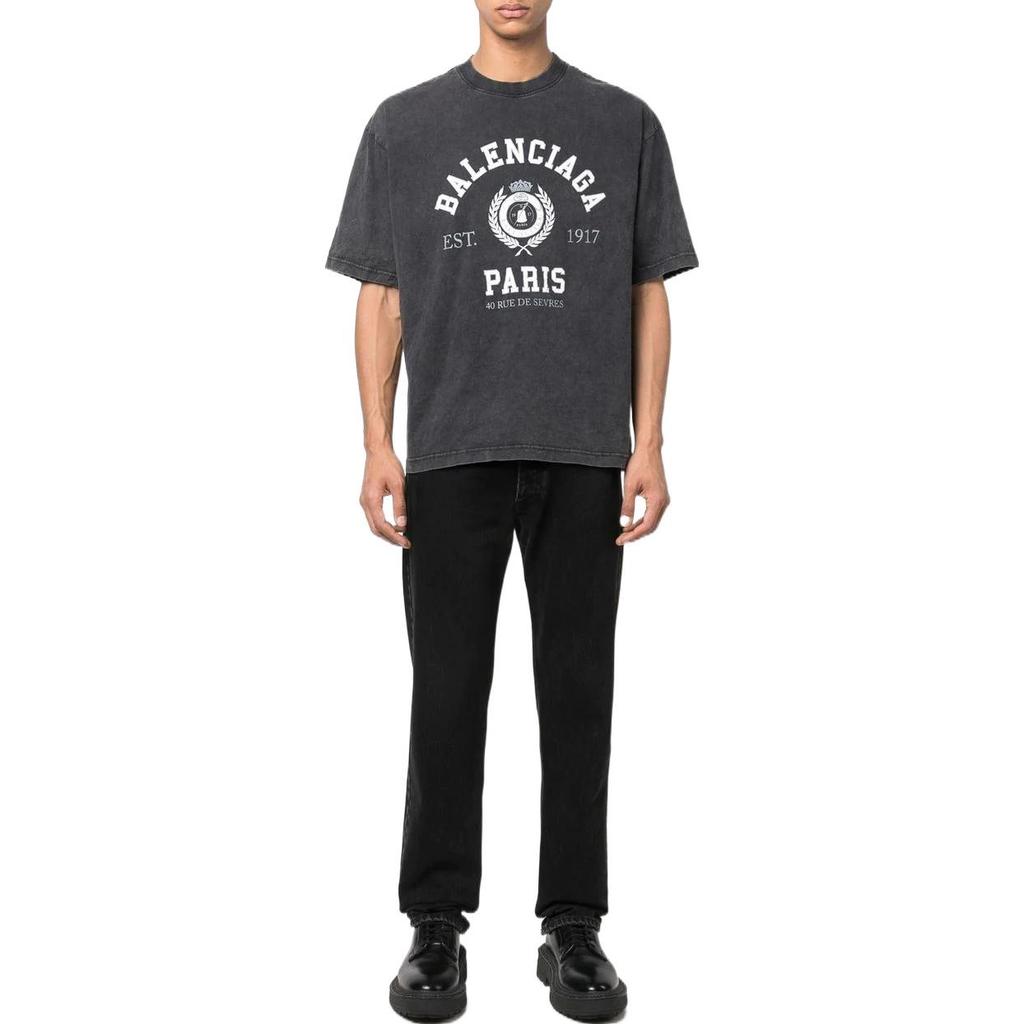 Balenciaga T-Shirts Unisex Gray Crew Neck Moderate 612966TMV981000